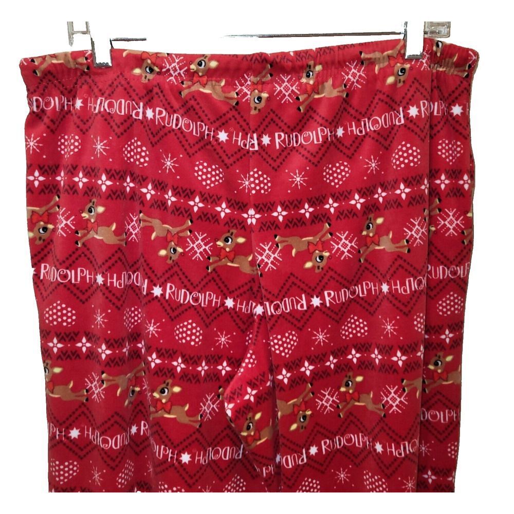 The Rudolph Co Size 12-14 Lounge Pants / Pajamas Stretch Soft Reindeer Red Xmas - Picture 8 of 11